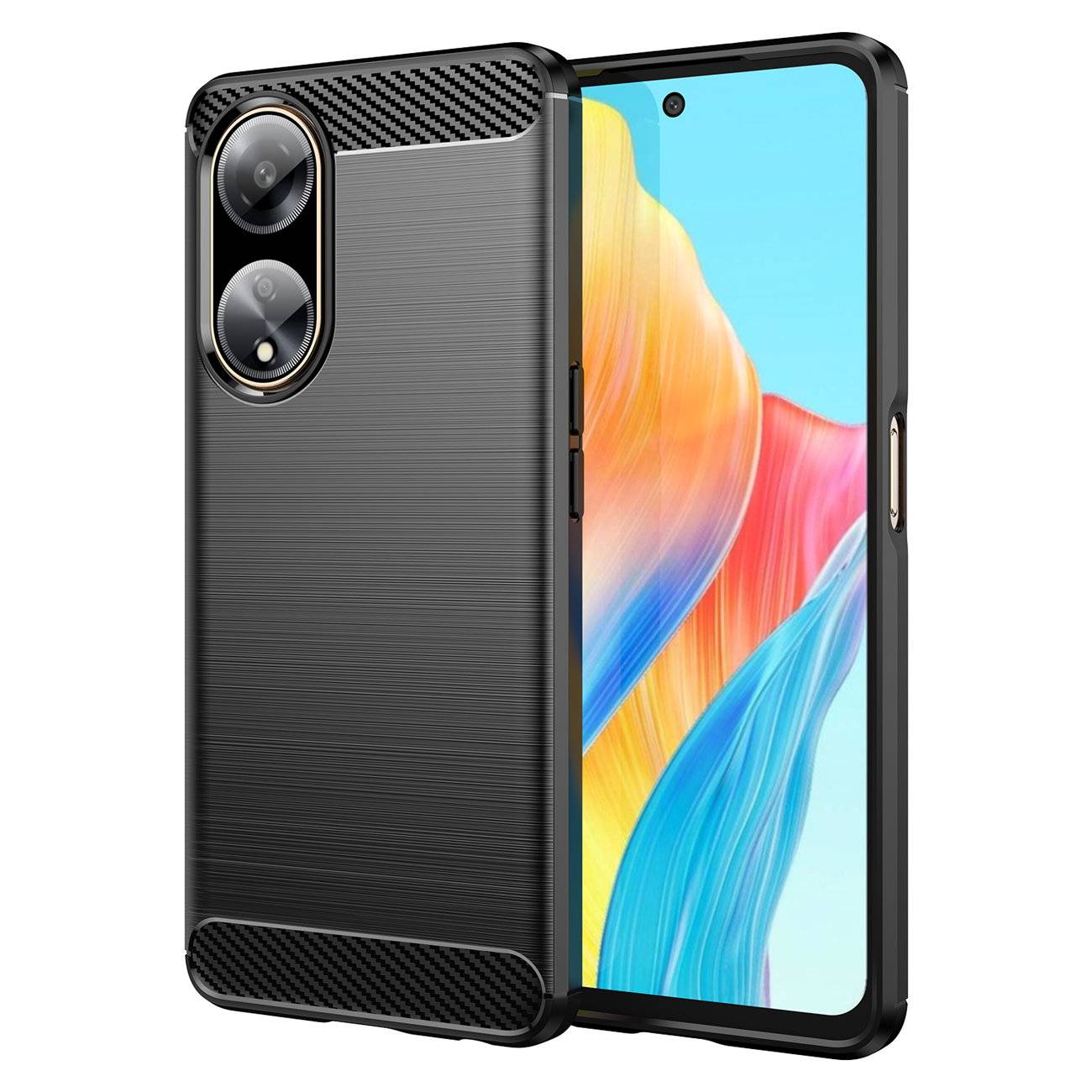 Capa Hurtel Oppo A98 5G Flexible Carbon Pattern Black