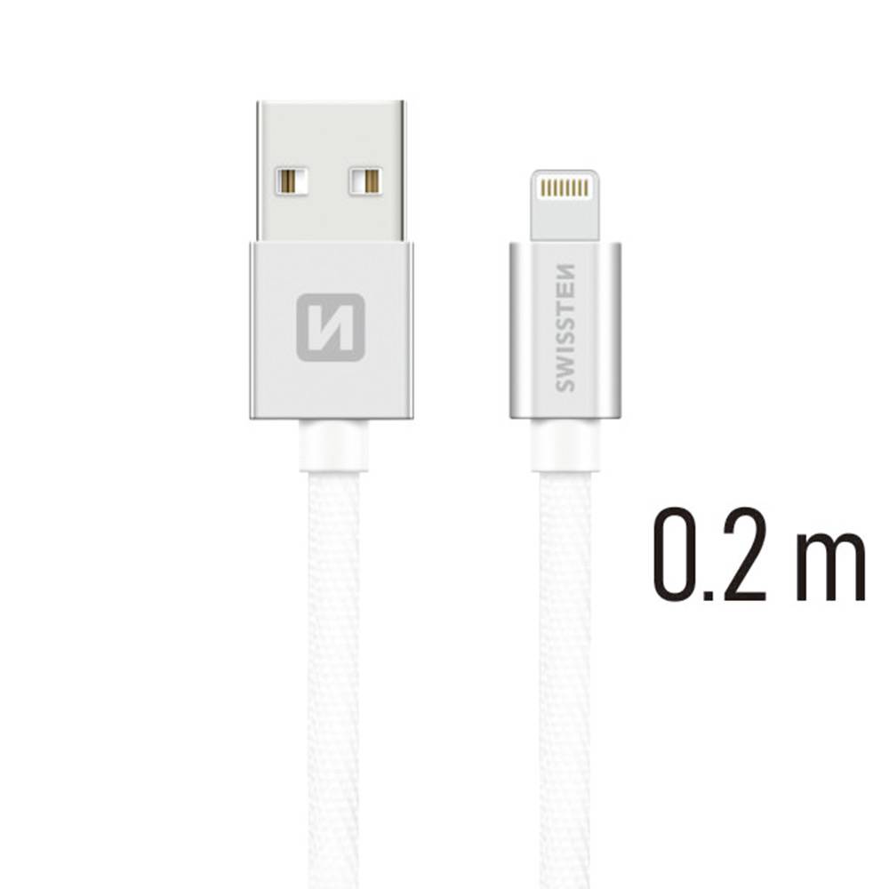 Cabo Swissten Textile USB-A p/ Lightning 3A 0.2m Cinza