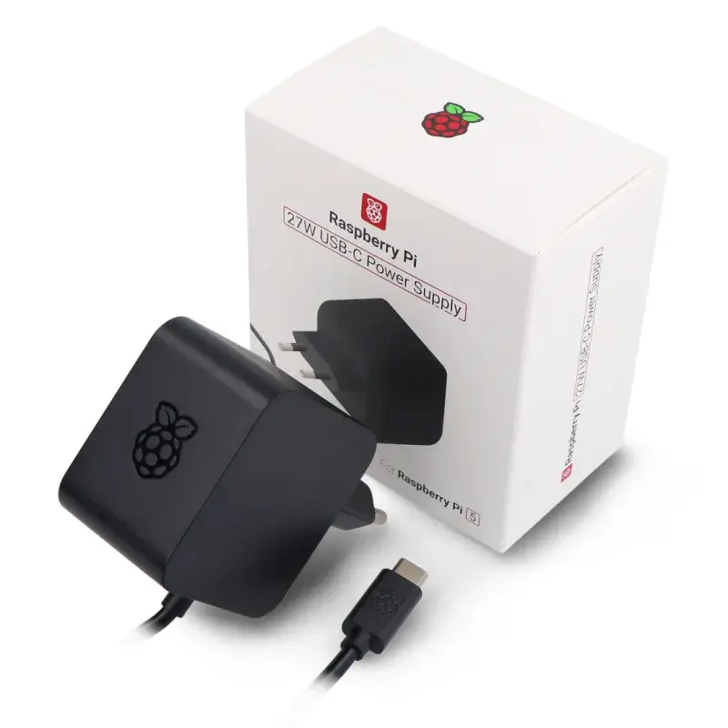 Adaptador de Alimentação Oficial Raspberry Pi USB-C PD (240VAC-5.1VDC) 5A 27W Preto para Raspberry Pi 5 (SC1408)