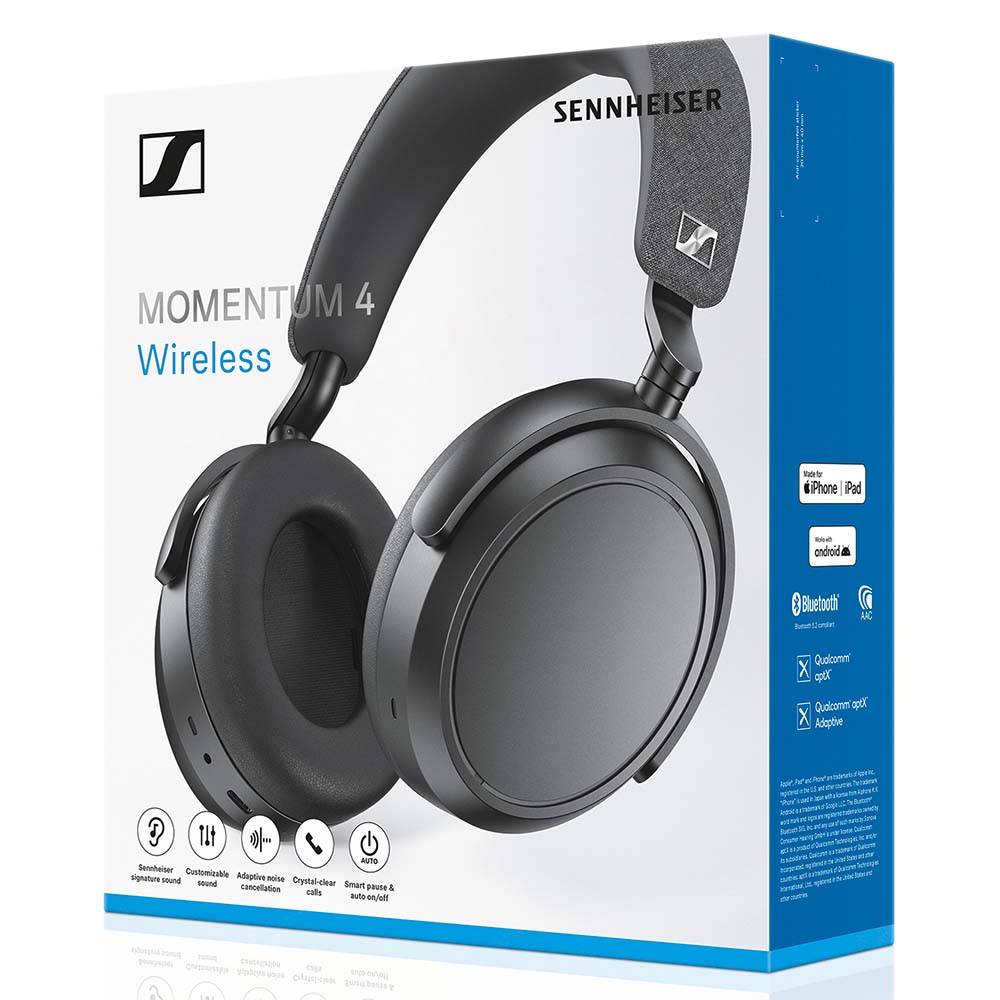 SENNHEISER Momentum 4 Wireless ブラック Fone de ouvido sem fio Sennheiser Momentum 4 – Fone de ouvido