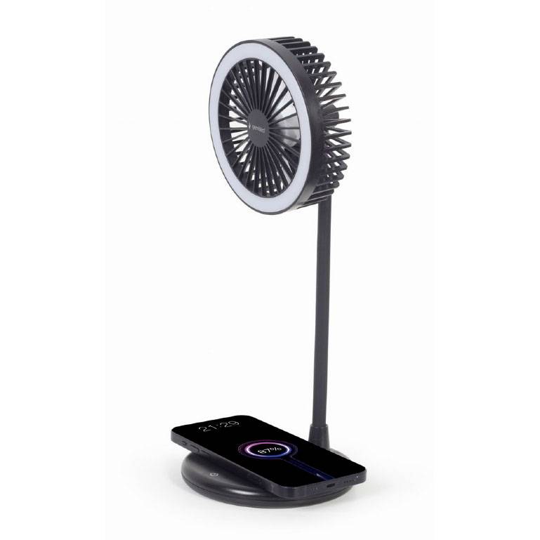 Ventoinha de Mesa Gembird com Carregador Wireless Preta